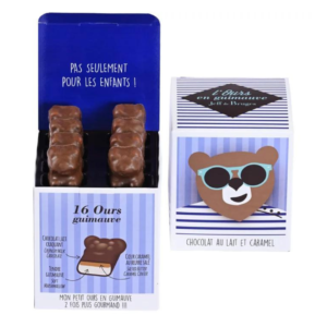 Cube 16 ours en guimauve chocolat au lait et caramel