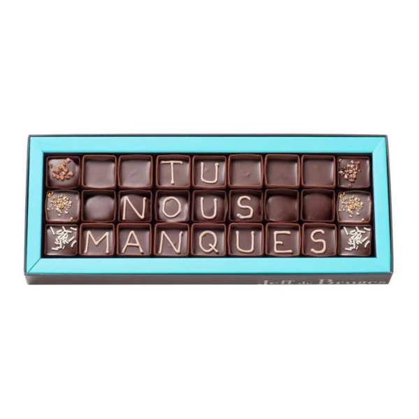 Boite à message chocolats fourrés assortis