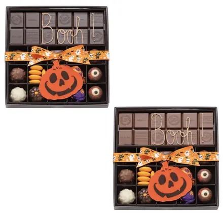 Boite 15 Chocolats d'Halloween et sa tablette de chocolat lait ou noir