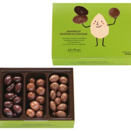 Boite amandes et noisettes chocolat au lait ou chocolat noir