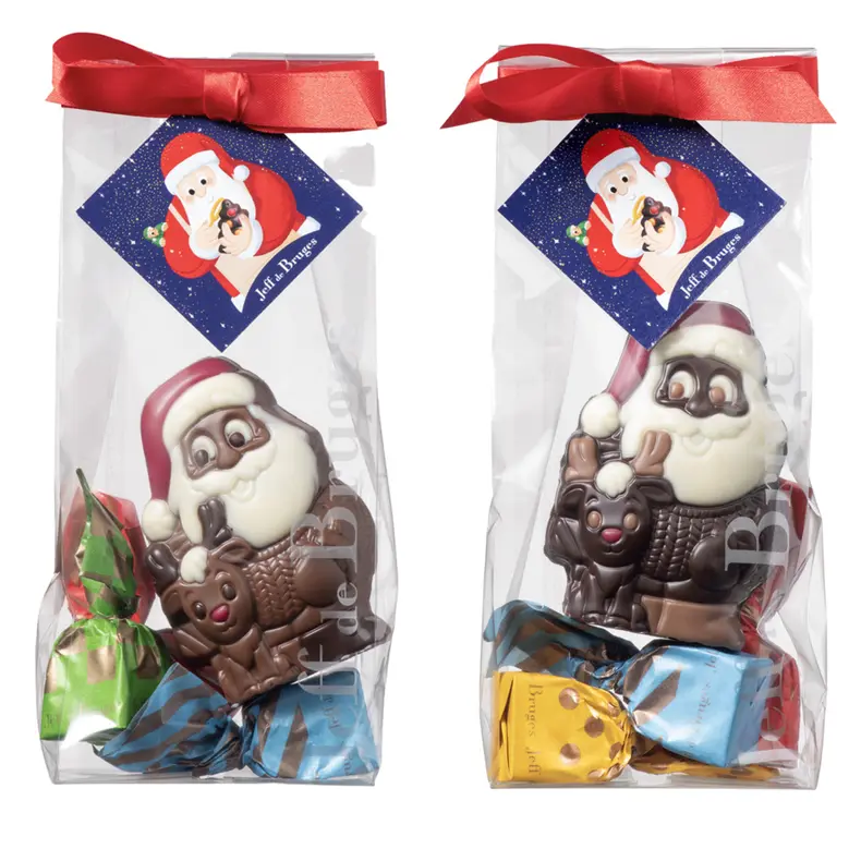 Père Noël cadeau en chocolat au lait ou noir garni - 90 g