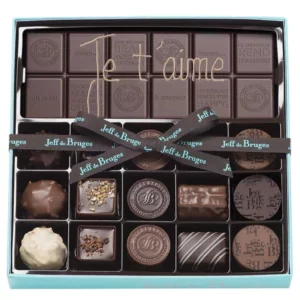 Boite 15 chocolats assortis et tablette chocolat noir 80% personnalisée