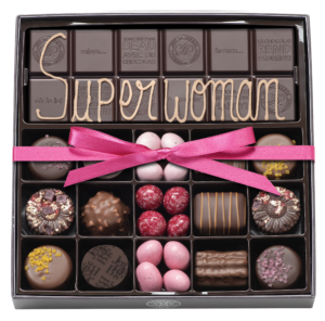 Boite 15 chocolats assortis et tablette chocolat noir 80% personnalisée