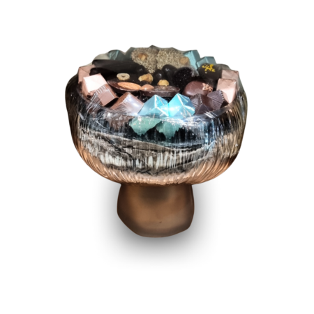 Coupe sur pied en verre marron Pm