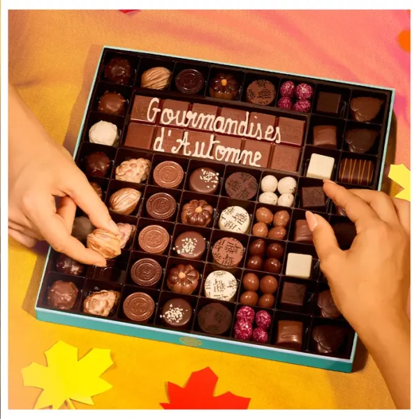 Boite 54 Chocolats d'Automne assortis et Tablette chocolat au lait ou chocolat noir – Image 2