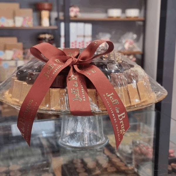 Coupe en verre dorée  Pm sur pied avec 1kg de chocolat