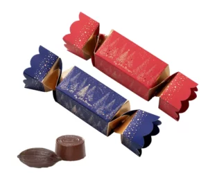 Cracker de Noël garni de chocolat - Rouge ou bleu