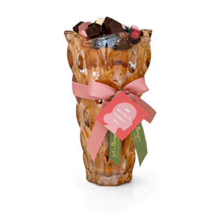 Vase en Verre Relief Ambre avec 250g de chocolat