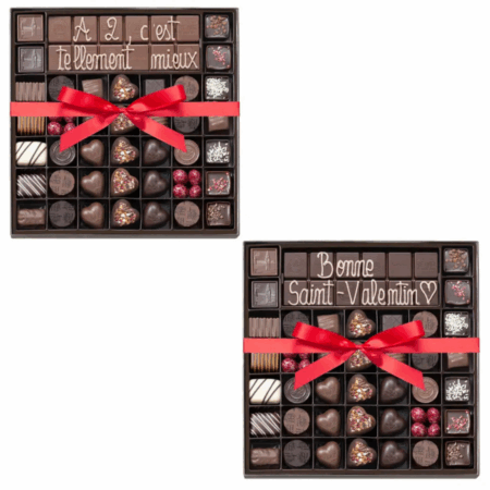 Boite 39 chocolats et tablette de chocolat au lait ou noir