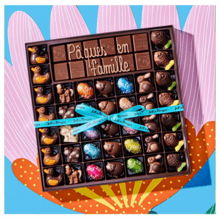 Boite 39 chocolats de Pâques et tablette de chocolat au lait ou noir