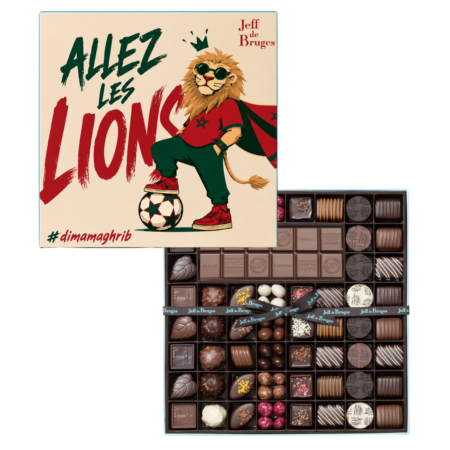 Boite 54 chocolats assortis et tablette de chocolat Édition " Allez les Lions"