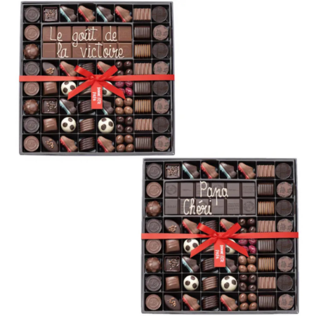 Boite 54 chocolats fête des Pères et sa tablette de chocolat lait ou noir